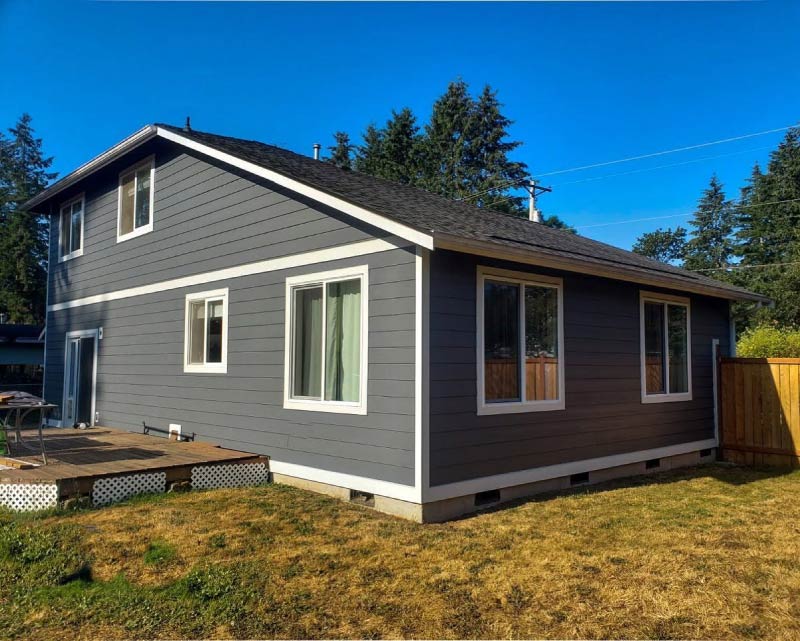 Gray siding installation