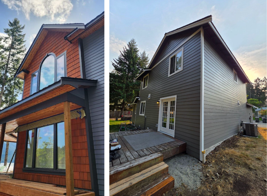 two houses with new siding 