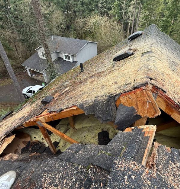 roof damaged by storm