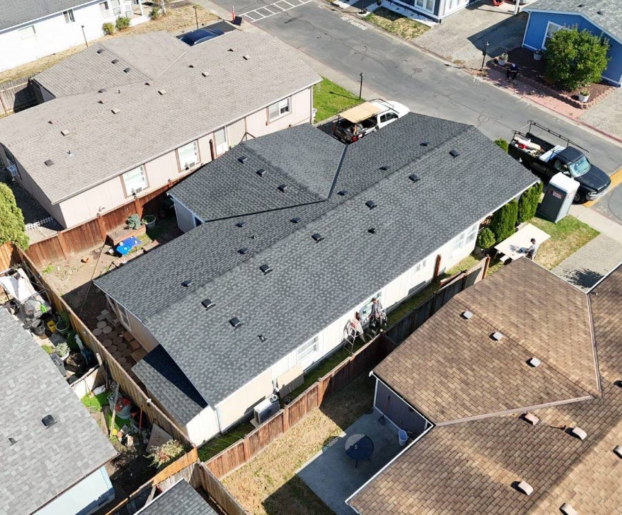 top view of roofing